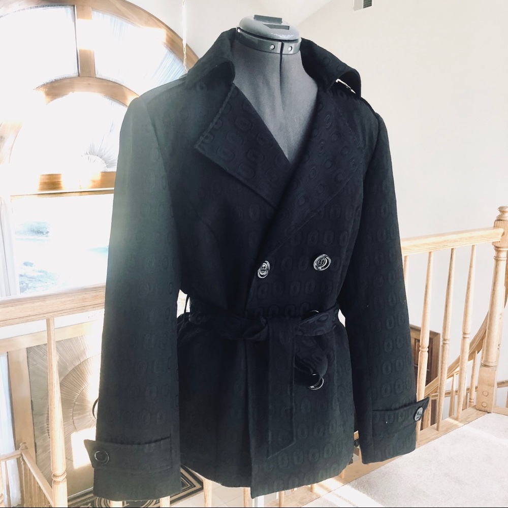 Elena Salono Black Stylish Trench Blazer Sz XL